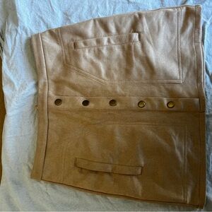 Tan Suede Mini Skirt with Button Details